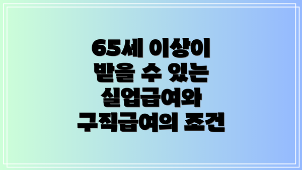 65세 이상이 받을 수 있는 실업급여와 구직급여의 조건
