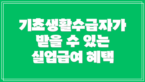 기초생활수급자가 받을 수 있는 실업급여 혜택