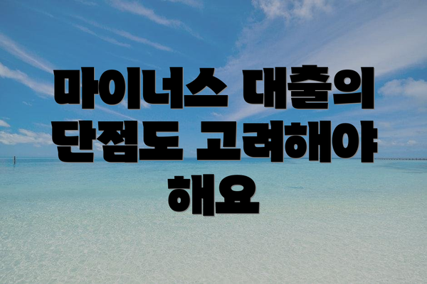 마이너스 대출의 단점도 고려해야 해요