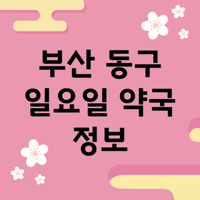 부산 동구 일요일 약국 정보