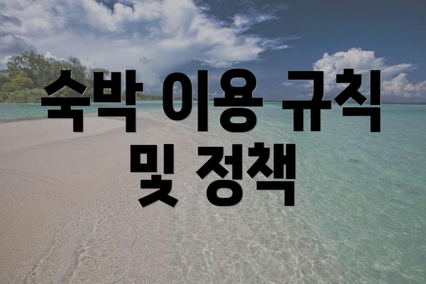 숙박 이용 규칙 및 정책