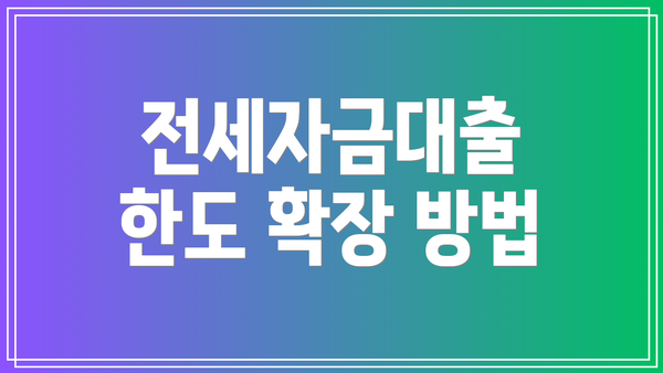 전세자금대출 한도 확장 방법