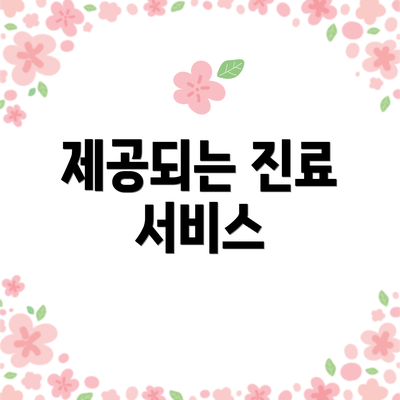 제공되는 진료 서비스